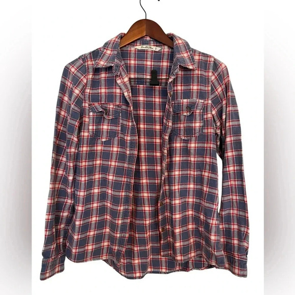 Vanilla star plaid blue and red button down shirt  sixe medium - Picture 1 of 6